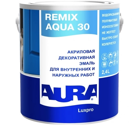 Эмаль акрил AURA LUXPRO REMIX AQUA 30 база TR 2,4л
