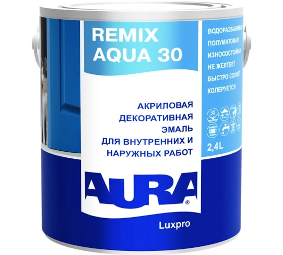 Эмаль акрил AURA LUXPRO REMIX AQUA 30 база TR 2,4л