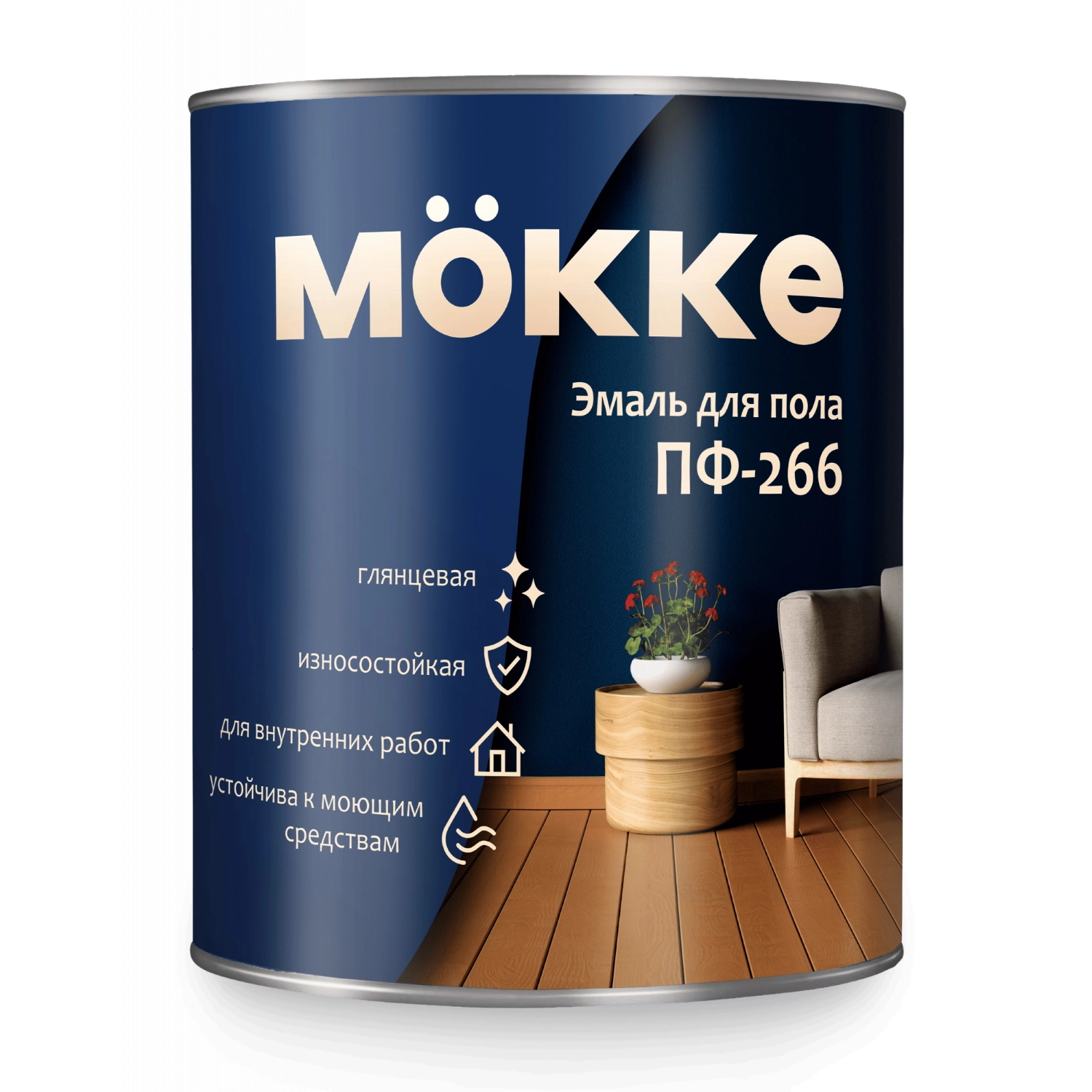 Эмаль для пола ПФ-266 MOKKE серый гл. 0,8кг