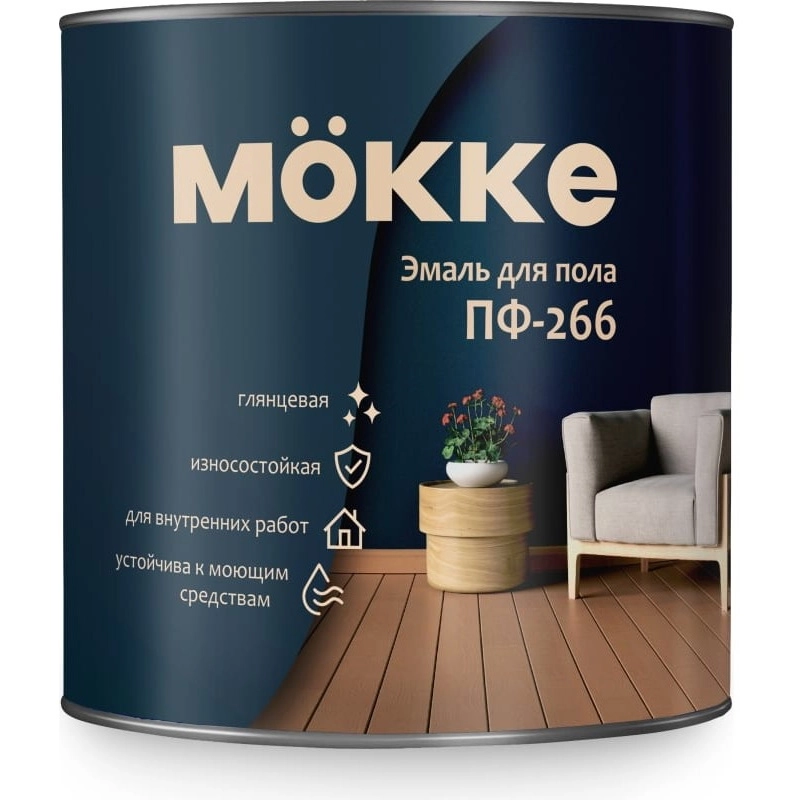 Эмаль для пола ПФ-266 MOKKE серый гл. 1,8кг