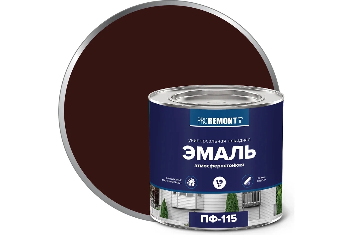 Эмаль ПФ-115 PROREMONTT Шок-коричневый 1,9кг