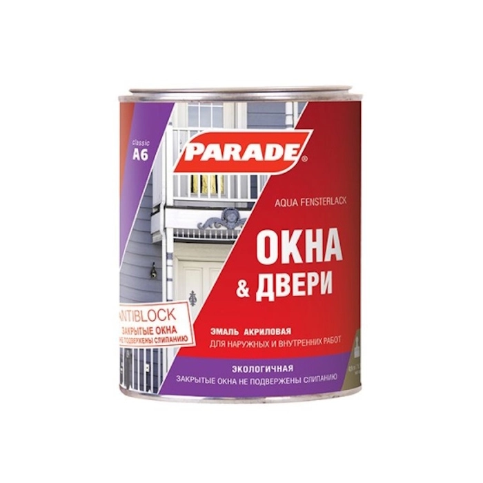 Эмаль PARADE A6 Окна&Двери бел.п/глян. 0,9л