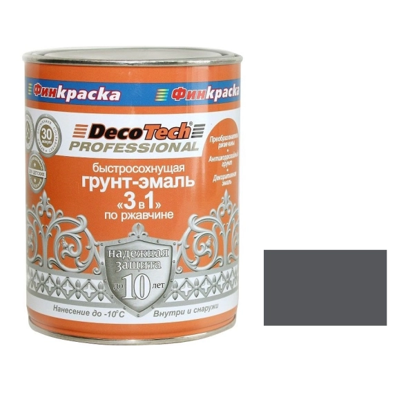 Эмаль DecoTech 3в1 графит RAL7024 0,9кг