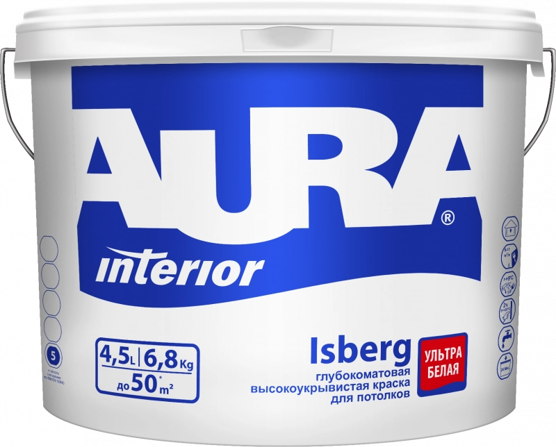 Краска AURA ISBERG д/потолка глубокоматовая 4,5л