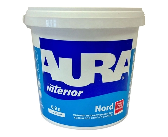Краска AURA NORD д/стен и потолков интерьерная 0,9л
