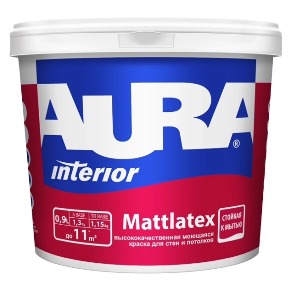 Краска AURA MATTLATEX д/стен и потолков моющаяся 0,9л