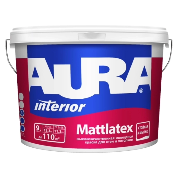 Краска AURA MATTLATEX д/стен и потолков моющаяся 9л