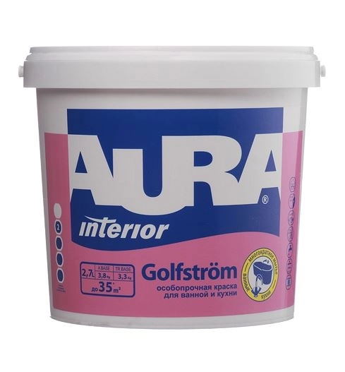 Краска AURA GOLFSTROM д/ванной/кухни особопрочная 2,7л