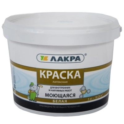 Краска в/д Лакра лат моющая бел мат 14кг