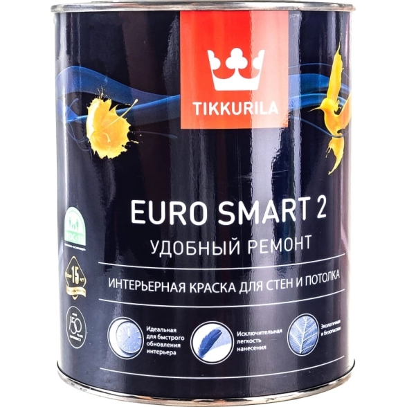 Краска интерьерная Tikkurila EURO SMART 2 VVA гл/мат 0,9л