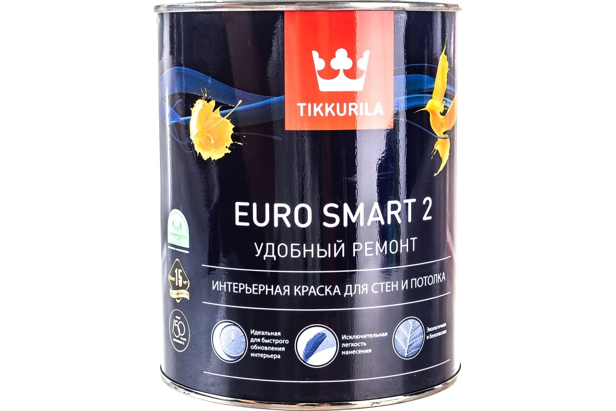 Краска интерьерная Tikkurila EURO SMART 2 VVA гл/мат 0,9л