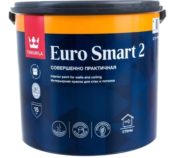 Краска интерьерная Tikkurila EURO SMART 2 VVA гл/мат 2,7л