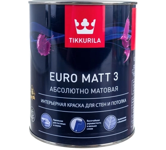 Краска интерьерная Tikkurila EURO MATT 3 A гл/мат 0,9л