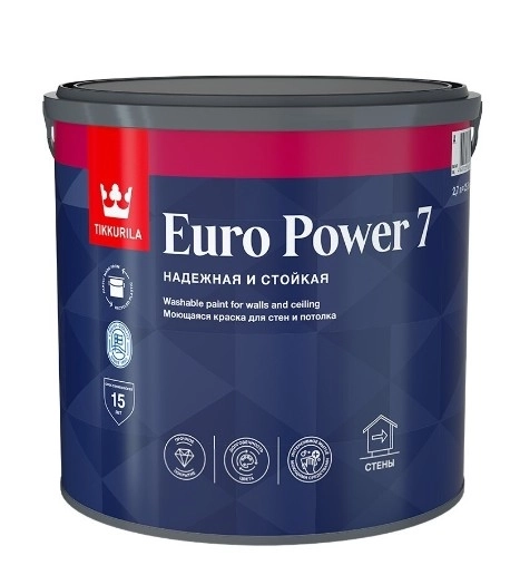 Краска ин.Tikkurila стойкая к мытью EURO POWER 7 A мат 2,7л
