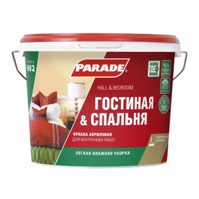 Краска акр PARADE W2 гостинная,спальня бел.мат 5л