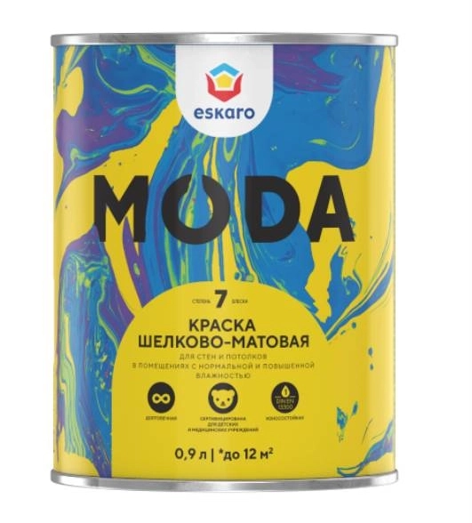 Краска в/д Eskaro MODA 7 мат. д/стен/потолков 0,9л
