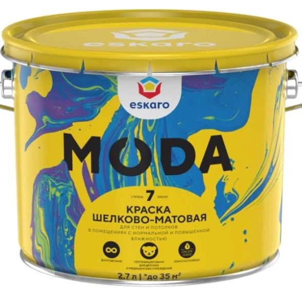 Краска в/д Eskaro MODA 7 мат. д/стен/потолков 2,7л