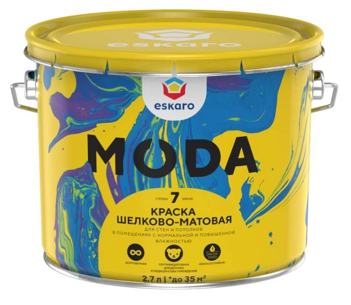 Краска в/д Eskaro MODA 7 мат. д/стен/потолков 2,7л