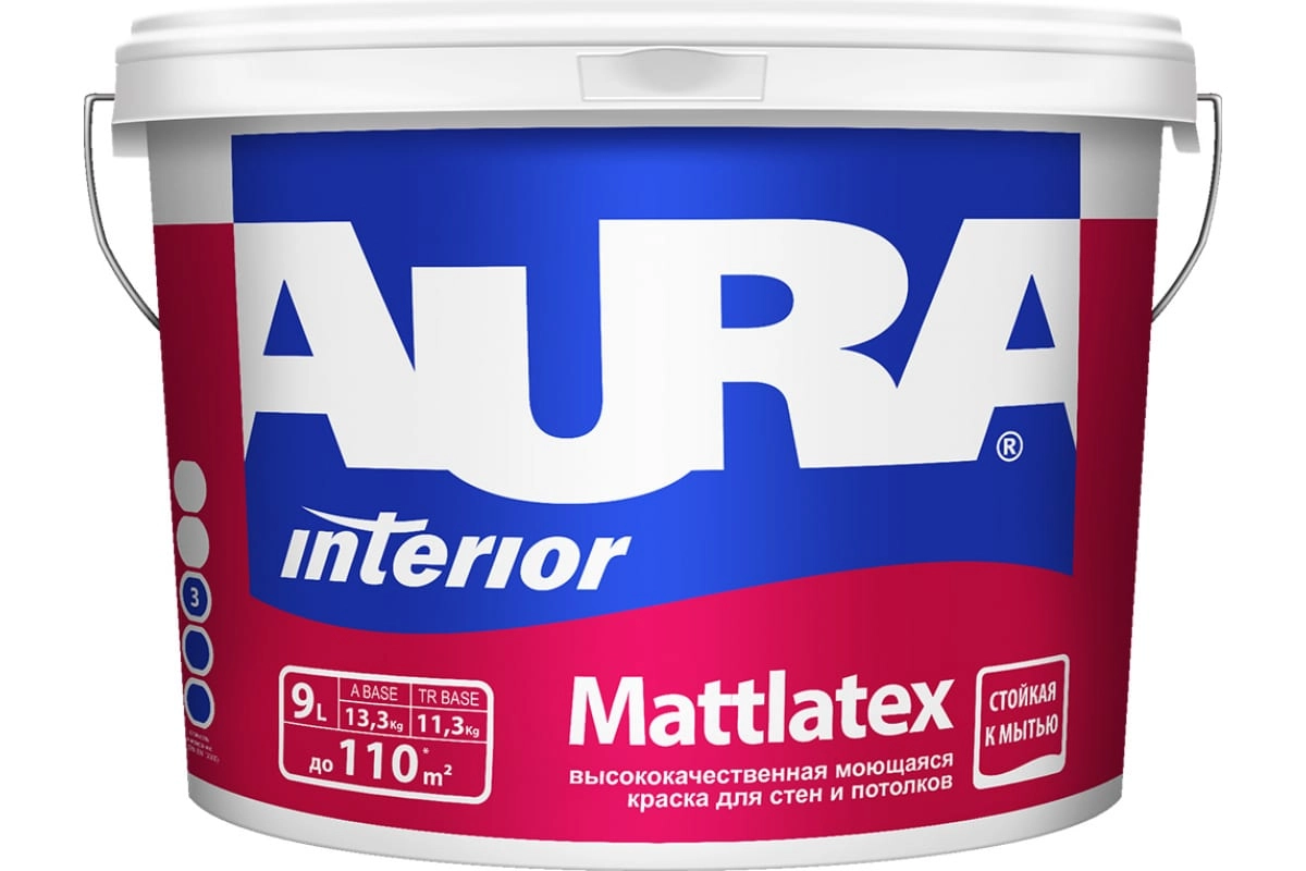 Краска AURA MATTLATEX TR д/стен и потолков моющаяся 0.9л
