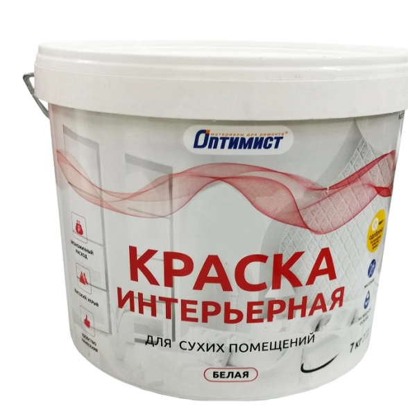 Краска Оптимист W202 инт. д/сухих помещ. бел. 7кг