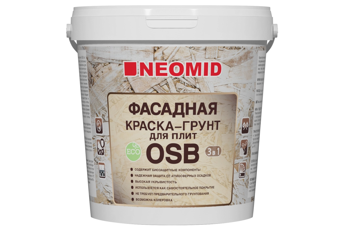 Краска-грунт фасад. Неомид Proff 3в1 д/плит OSB 1кг