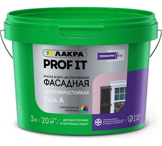 Краска Лакра PROF IT фасадная база А 3кг