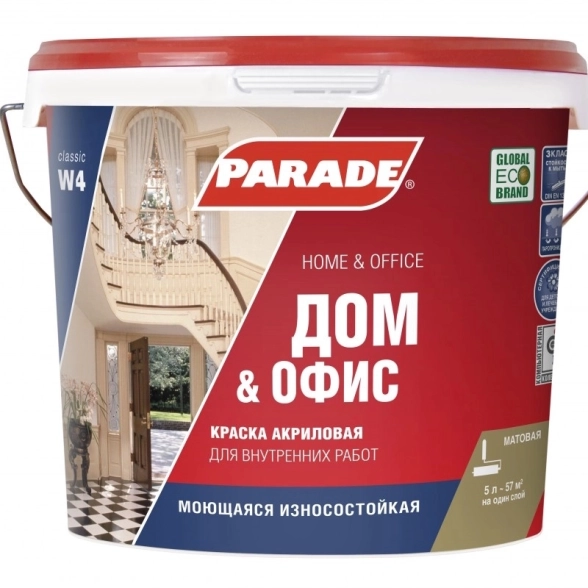 Краска акр PARADE W4 бел.мат 5л
