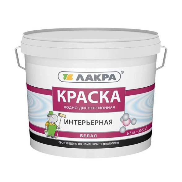 Краска в/д Лакра интерьер. белая 6.5кг