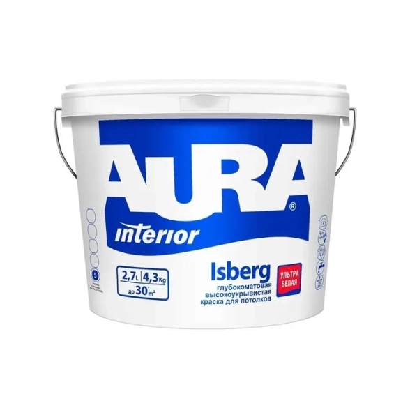 Краска AURA ISBERG для потолка глубокоматовая 2,7л