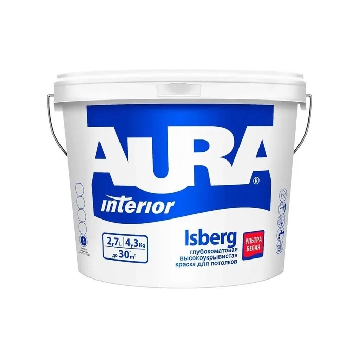 Краска AURA ISBERG для потолка глубокоматовая 2,7л