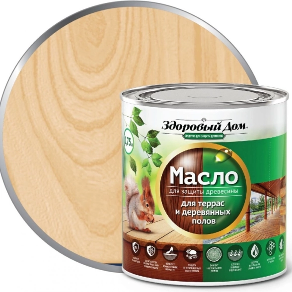 Масло Здоровый Дом д/террас/дер.полов бесцветное 0,75л