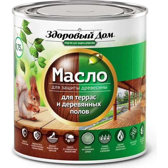 Масло для террас и деревянных полов Здоровый Дом палисандр 0.75л