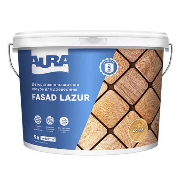 Антисептик Aura Fasad Lazur сосна 9л