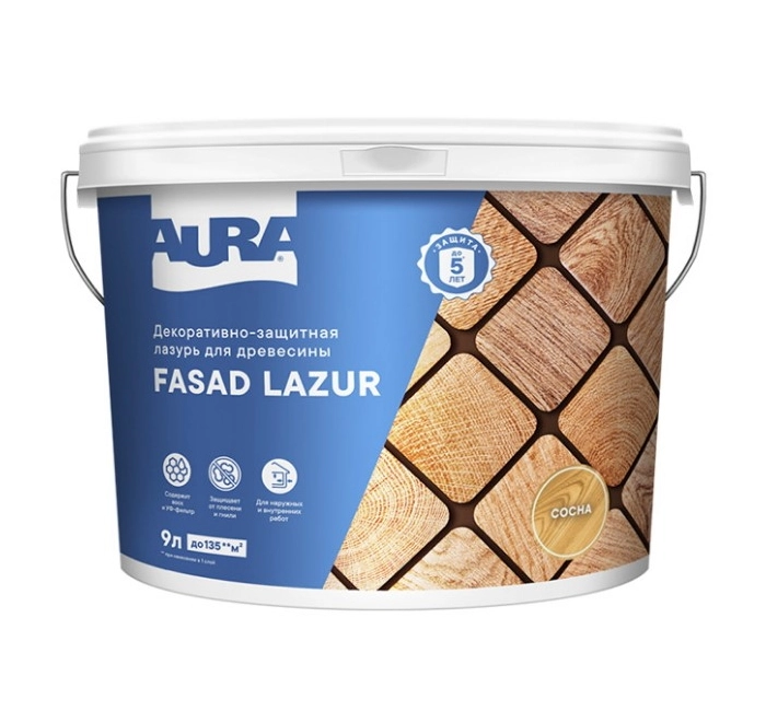 Антисептик Aura Fasad Lazur сосна 9л