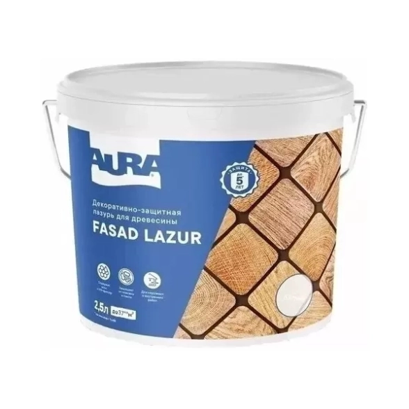 Антисептик Aura Fasad Lazur белый 2,5л