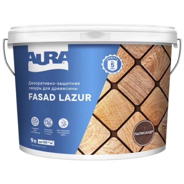 Антисептик Aura Fasad Lazur палисандр 9л