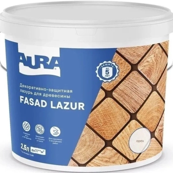 Антисептик Aura Fasad Lazur орех 2,5л