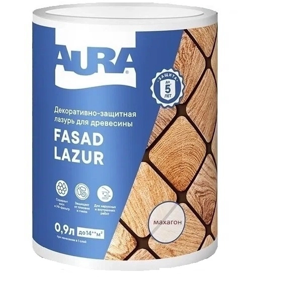 Антисептик Aura Fasad Lazur махагон 0,9л