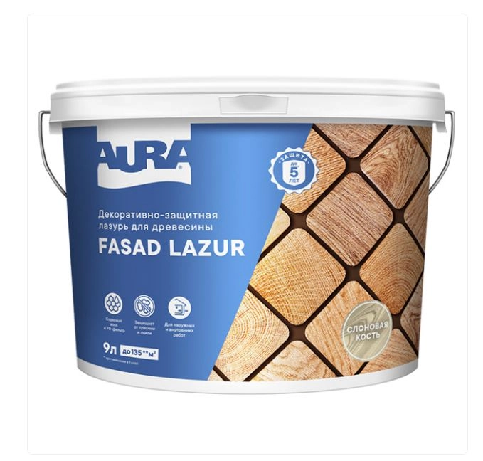 Антисептик Aura Fasad Lazur слон.кость 9л