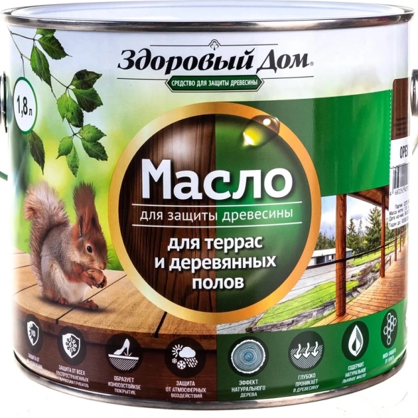 Масло Здоровый Дом д/террас/дер.полов орех 1,8л