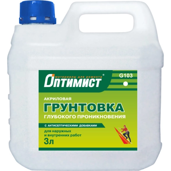 Грунтовка Оптимист G103 акр.с антисеп.доб. нар/вн/раб 3л