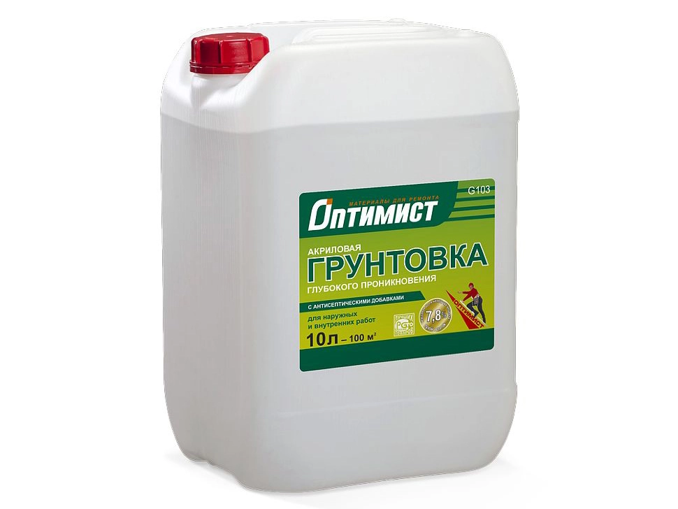 Грунтовка Оптимист G103 акр.с антисеп.доб. нар/вн/раб 10л