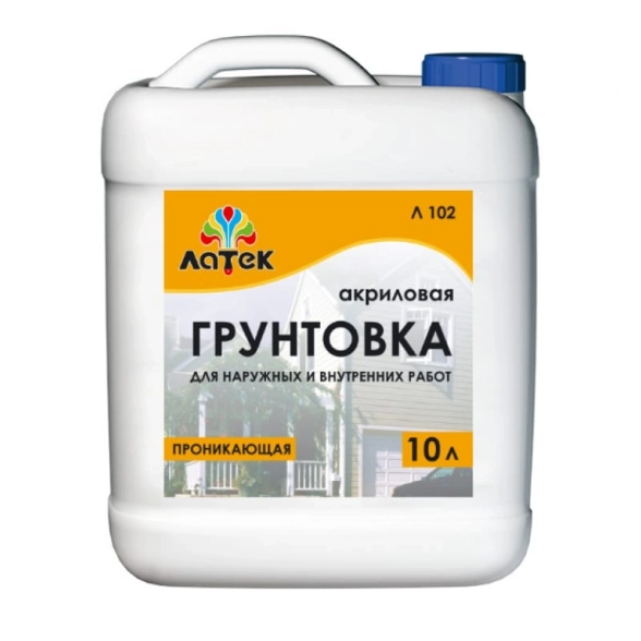 Грунтовка акрил. Латек Л102 вн/нар/раб проник. 10л