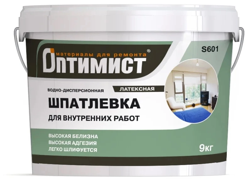 Шпатлевка Оптимист S601 д/вн/работ латекс 9кг