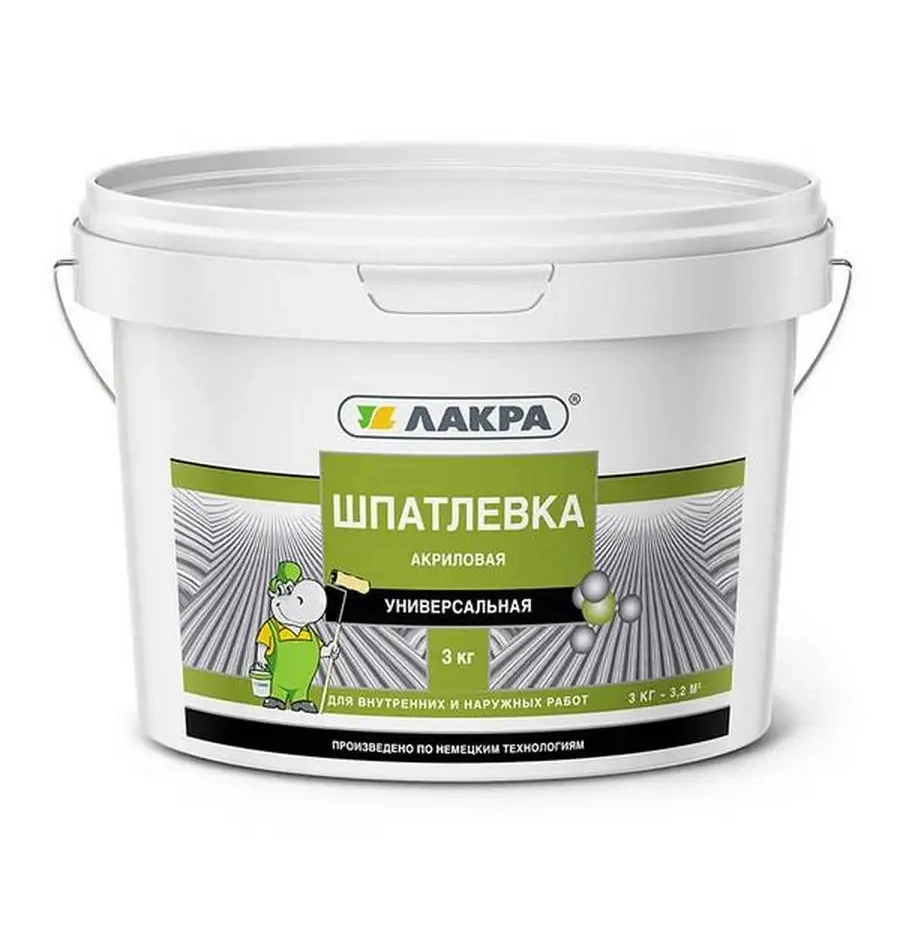 Шпатлевка акрил Лакра нар/вн раб 3кг-image-1