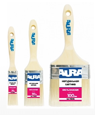 Кисть плоская "AURA" 75мм натуральная щетина